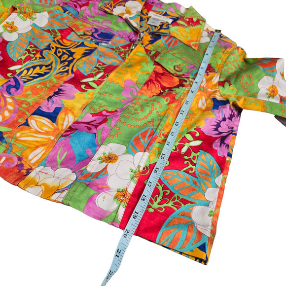 Coldwater Creek Floral Full Zip Jacket Plus Size Petite Small Cotton Blend - Picture 7 of 8
